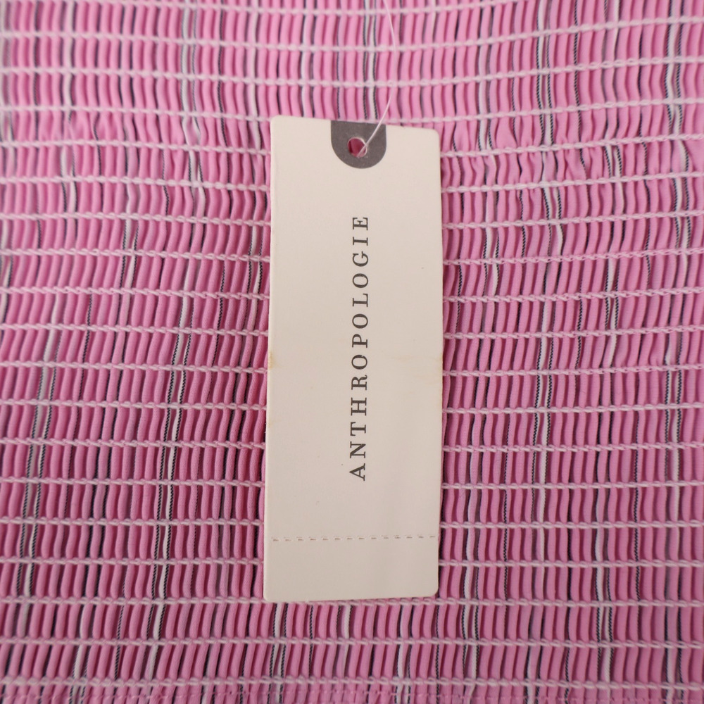 Anthropologie Maeve Dress Large Pink Stripe Smocked Poplin Midi Sundress NEW - Picture 5 of 7